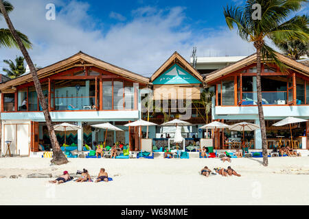 Paraw Beach Club, White Beach, Boracay, Province d'Aklan, Philippines Banque D'Images