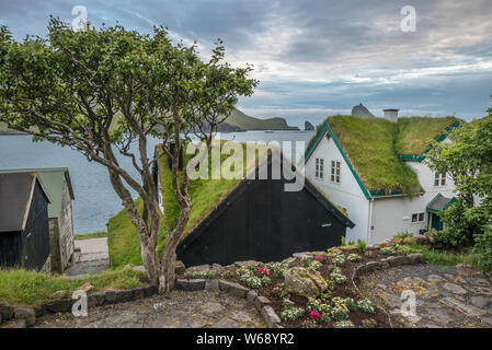 Bour Village sur l'île de Vagar et îles Féroé, Banque D'Images