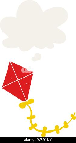 Cartoon kite avec bulle de pensée dans un style rétro Illustration de Vecteur