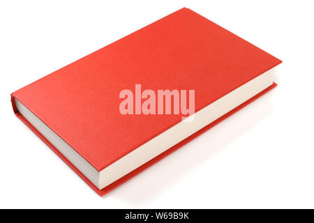 Livre rouge isolé sur fond blanc avec l'ombre et de réflexion lisse Banque D'Images