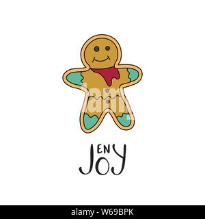 Profiter. Carte de Noël vecteur avec lettrage et illustration de l'hiver. Illustration de Vecteur