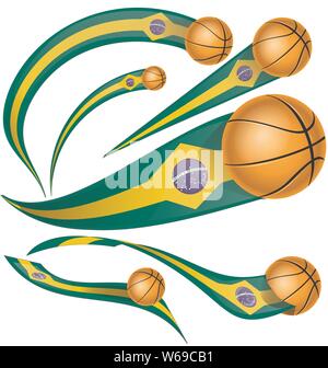 Drapeau du Brésil l'élément avec le basket-ball Illustration de Vecteur