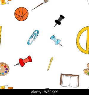 Une structure de fournitures scolaires dans Doodle style. Vector illustration. Illustration de Vecteur