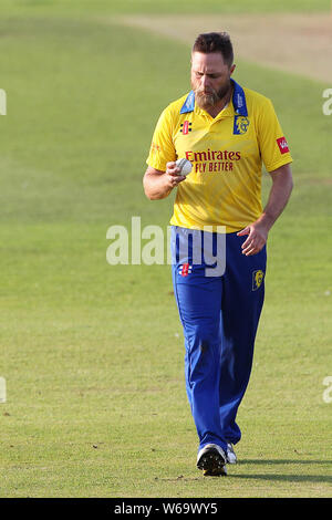 CHESTER LE STREET, Angleterre 31 juillet Nathan Rimmington de Durham pendant la vitalité T20 Blast correspondance entre club de cricket du comté de Durham et de Leicester à renards Unis Riverside, Chester le Street le mercredi 31 juillet 2019. (Crédit : Mark Fletcher | MI News) Credit : MI News & Sport /Alamy Live News Banque D'Images