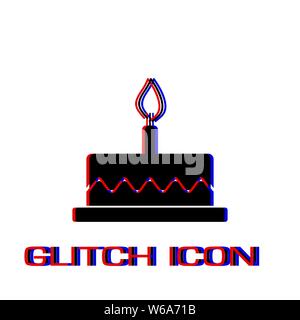 L'icône de gâteau d'anniversaire de télévision. Pictogramme - Simple effet glitch. Symbole d'illustration vectorielle Illustration de Vecteur