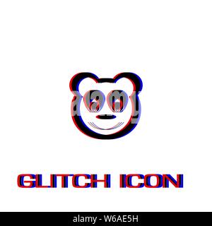 L'icône de Panda à plat. Pictogramme - Simple effet glitch. Symbole d'illustration vectorielle Illustration de Vecteur