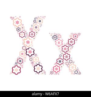 Lettre de l'alphabet de fleurs de couleur fun mozaykoy positive. Vector font l'illustration. Illustration de Vecteur