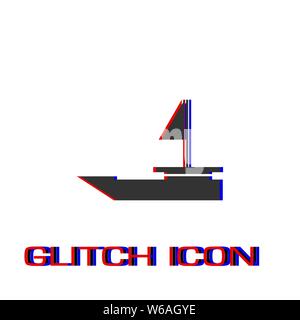 Icône Yacht Bateaux à plat. Pictogramme - Simple effet glitch. Symbole d'illustration vectorielle Illustration de Vecteur