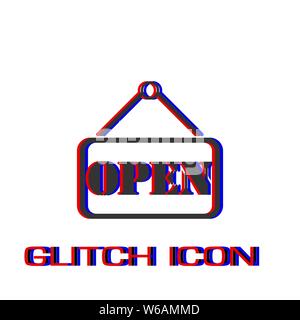 L'icône Ouvrir la plaque à plat. Pictogramme - Simple effet glitch. Symbole d'illustration vectorielle Illustration de Vecteur