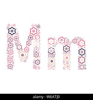 Lettre de l'alphabet de fleurs de couleur fun mozaykoy positive. Vector font l'illustration. Illustration de Vecteur