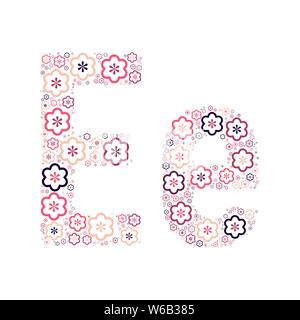 Lettre de l'alphabet de fleurs de couleur fun mozaykoy positive. Vector font l'illustration. Illustration de Vecteur