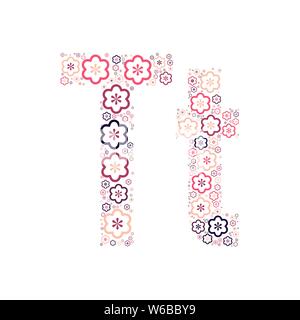 Lettre de l'alphabet de fleurs de couleur fun mozaykoy positive. Vector font l'illustration. Illustration de Vecteur