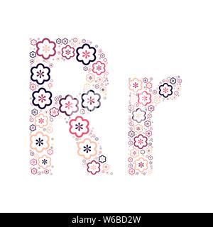 Lettre de l'alphabet de fleurs de couleur fun mozaykoy positive. Vector font l'illustration. Illustration de Vecteur