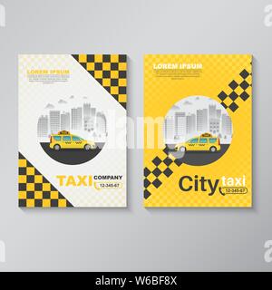 Ensemble de bannières, affiches verticales service clients d'un taxi. Un modèle de conception d'un flyer, brochures. Format A4. Vector illustration. Illustration de Vecteur