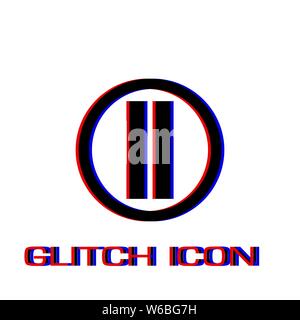 L'icône du bouton Pause à plat. Pictogramme - Simple effet glitch. Symbole d'illustration vectorielle Illustration de Vecteur