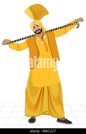 Man performing bhangra dance Stock Photo