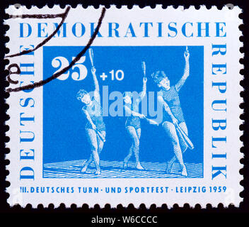 L'Allemagne de l'Est timbre-poste - Gymnastique Banque D'Images