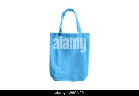 Sac en tissu bleu clair isolé sur fond blanc avec clipping path Banque D'Images