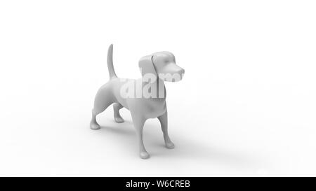 Les rendus 3D par ordinateur plusieurs vues d'un petit chien blanc fond isolé en studio Banque D'Images