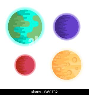 Planètes isolées sur fond blanc, y compris la terre et la Lune. Vector illustration télévision Illustration de Vecteur