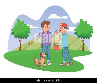 Les adolescents friends Smiling et s'amuser Illustration de Vecteur