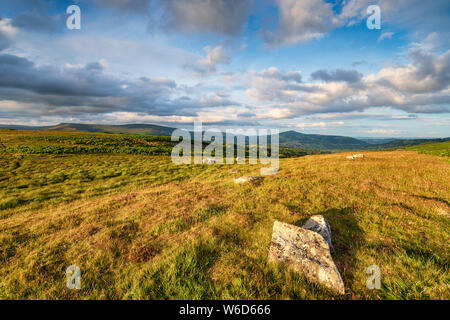 Landes sauvages sous un ciel dramatique près de personnalités dans le parc national de Brecon Beacons au Pays de Galles Banque D'Images