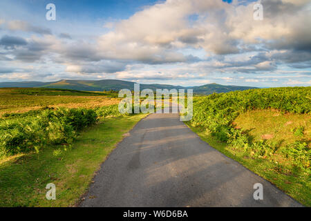 Un chemin de campagne près de personnalités dans les Brecon Beacons, donnant sur le Pain de sucre et les montagnes Calch Cerrig Pen Banque D'Images