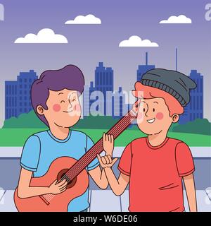 Les adolescents friends Smiling et s'amuser Illustration de Vecteur