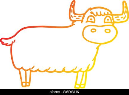 Ligne de gradient chaud dessin d'une vache highland cartoon Illustration de Vecteur