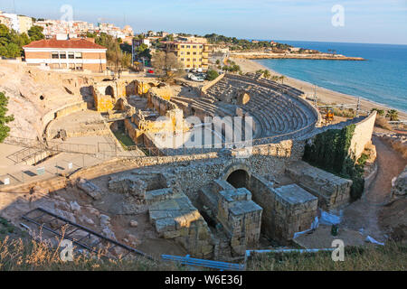 De l'amphithéâtre de la ville romaine de Tarraco, maintenant Tarragone. Il a été construit dans la 2ème ANNONCE de siècle, situé près du forum de cette capitale provinciale. C Banque D'Images