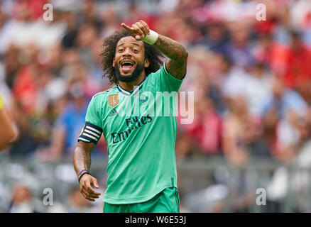 Munich, Allemagne. 31 juillet, 2019. MARCELO, Real Madrid 12 gesticuler, donner des instructions, action, seule image, le geste, un mouvement de la main, en soulignant, d'interpréter, de mimik, REAL MADRID - 5-3 FENERBAHCE ISTANBUL AUDI CUP 2019 de football, a l l i a n z a r e n a Munich, 31 juillet 2019 saison 2019/2020, FCB, München Crédit : Peter Schatz/Alamy Live News Banque D'Images