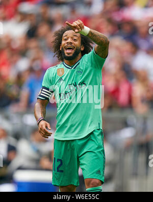 Munich, Allemagne. 31 juillet, 2019. MARCELO, Real Madrid 12 gesticuler, donner des instructions, action, seule image, le geste, un mouvement de la main, en soulignant, d'interpréter, de mimik, REAL MADRID - 5-3 FENERBAHCE ISTANBUL AUDI CUP 2019 de football, a l l i a n z a r e n a Munich, 31 juillet 2019 saison 2019/2020, FCB, München Crédit : Peter Schatz/Alamy Live News Banque D'Images