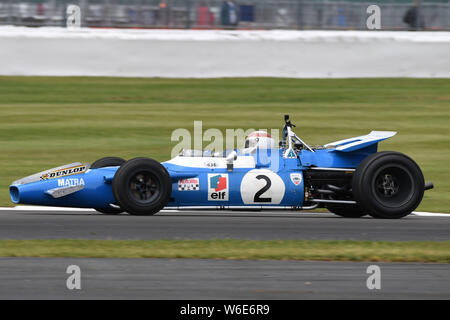 Sir Jackie Stewart OBE conduit sa 1969 Matra MS80-02 à la Formule 1 2019 Silverstone Classic Banque D'Images