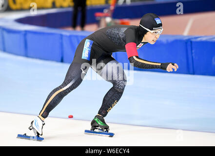 Nao Kodaira du Japon participe à la women's 500m match final au cours de la 2018 Sprint Championnats du monde de patinage de vitesse à Changchun city, northeas Banque D'Images