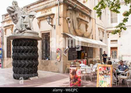 Statue de l'artiste Jean-Louis Ernest Meissonier, Figueres, Espagne, Europe Banque D'Images