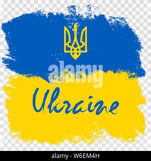 Grunge brush stroke with Ukraine drapeau national. Conception d'un symbole, affiche, bannière. Vector illustration sur fond transparent. Illustration de Vecteur