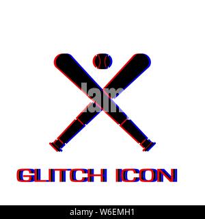 L'icône de base-ball à plat. Pictogramme - Simple effet glitch. Symbole d'illustration vectorielle Illustration de Vecteur