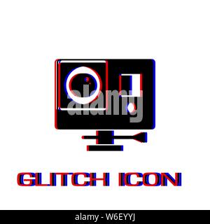 L'icône de caméra d'action'. Pictogramme - Simple effet glitch. Symbole d'illustration vectorielle Illustration de Vecteur