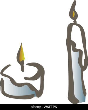 Ensemble de silhouette en noir et blanc illustrant les bougies aromatherapy religion spiritualité et d'art de la ligne de parti commémorative vector illustration Illustration de Vecteur