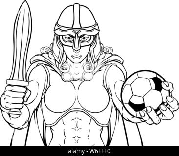 Troie Chevalier Celtique Viking Warrior Football Femme Illustration de Vecteur