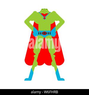Super-héros de la grenouille. En Crapaud super masque et imperméable. Strong amphibian Illustration de Vecteur