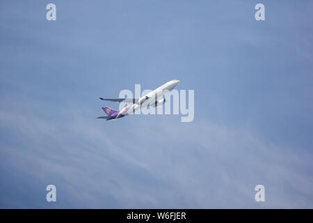 Chiang Mai, Thaïlande - 20 juillet 2019 : HS-TBF Airbus A330-300 de Thai Airways. En vol Chiang Mai à Bangkok. Banque D'Images