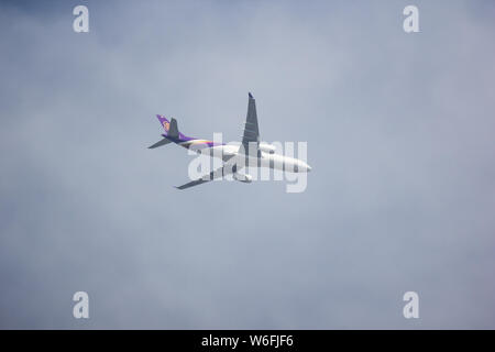 Chiang Mai, Thaïlande - 20 juillet 2019 : HS-TBF Airbus A330-300 de Thai Airways. En vol Chiang Mai à Bangkok. Banque D'Images