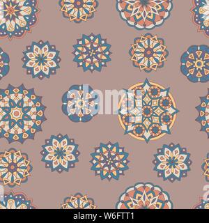 Motif vectoriel sans couture avec des mandalas dessinés à la main Illustration de Vecteur