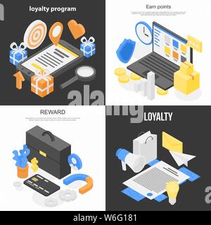 Programme de fidélité, bannière style isométrique Illustration de Vecteur