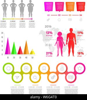 Les gens de l'élément infographique télévision Gradient, diagrammes, des rectangles avec du texte, des éléments des cercles Illustration de Vecteur