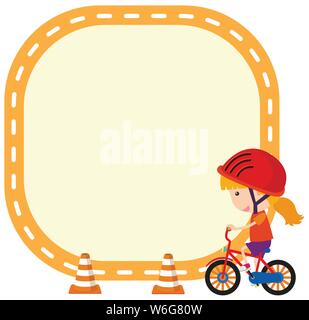 Modèle de conception de châssis avec girl riding bicycle illustration Illustration de Vecteur