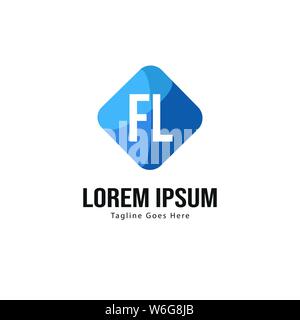 Logo FL Initial modèle avec cadre moderne. Lettre FL minimaliste design logo vector illustration Illustration de Vecteur