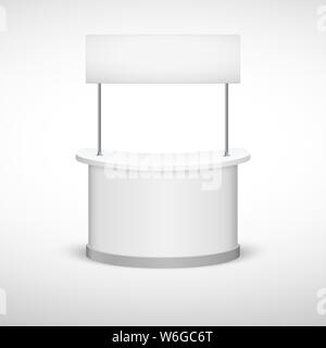 Maquette du stand d'exposition du commerce isolé sur fond blanc. La conception du stand de l'exposition créative blanc pour la présentation. Illustration de Vecteur