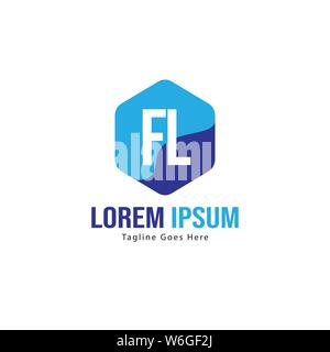 Logo FL Initial modèle avec cadre moderne. Lettre FL minimaliste design logo vector illustration Illustration de Vecteur